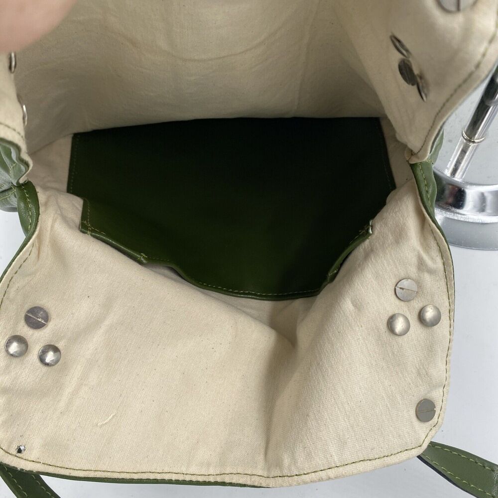 Rafeal Adon Leather Shoulder Bag Olive Green Saddle Bag Boho Minimalist - Picture 10 of 11
